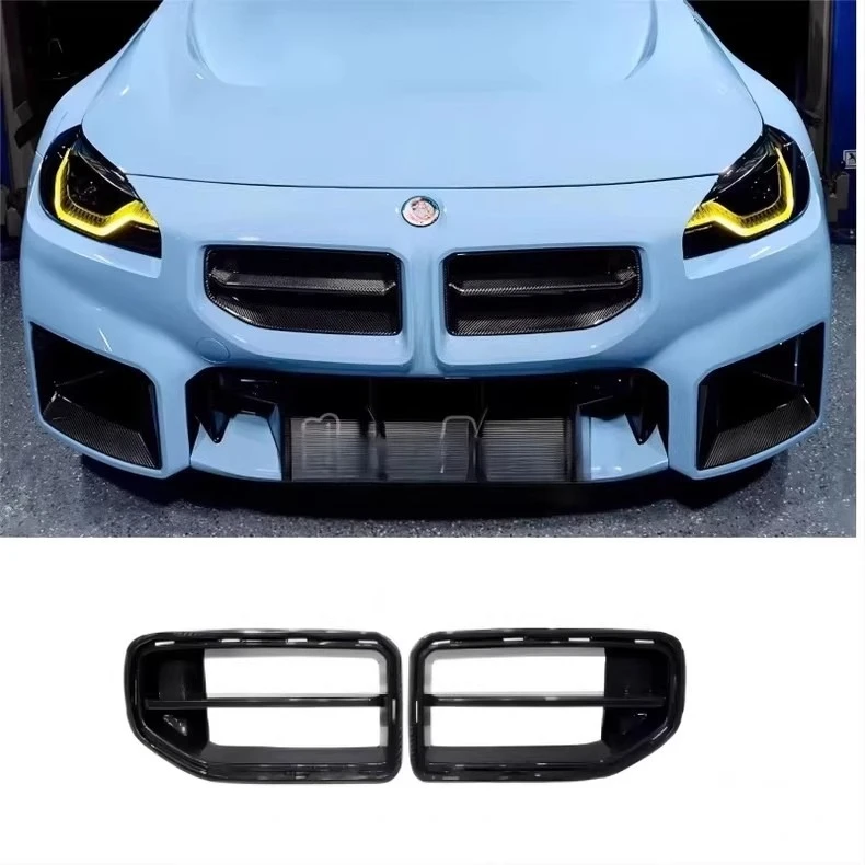 

For BMW M2 G87 MP style Real Dry Carbon Fiber Racing Grills Front Bumper Air Vent Cover Trim Mesh Grill Frame body kit 22+