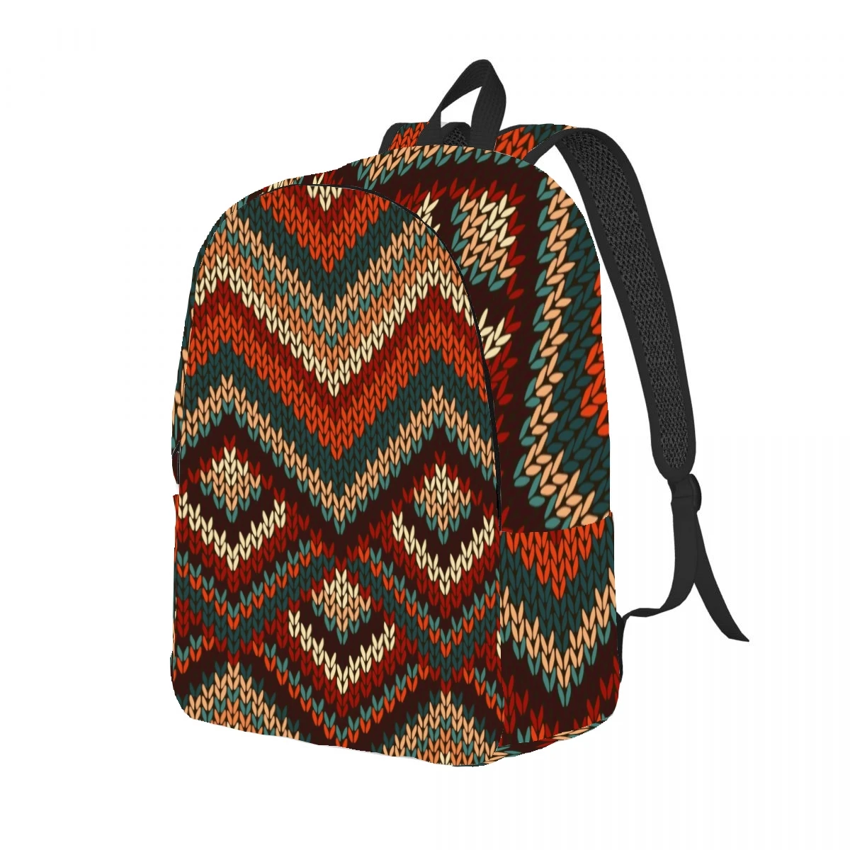 Boho Chic Zigzag Backpack Casual Lightweight Laptop Backpack Men Women Travel Bag Outdoor Canvas Daypack