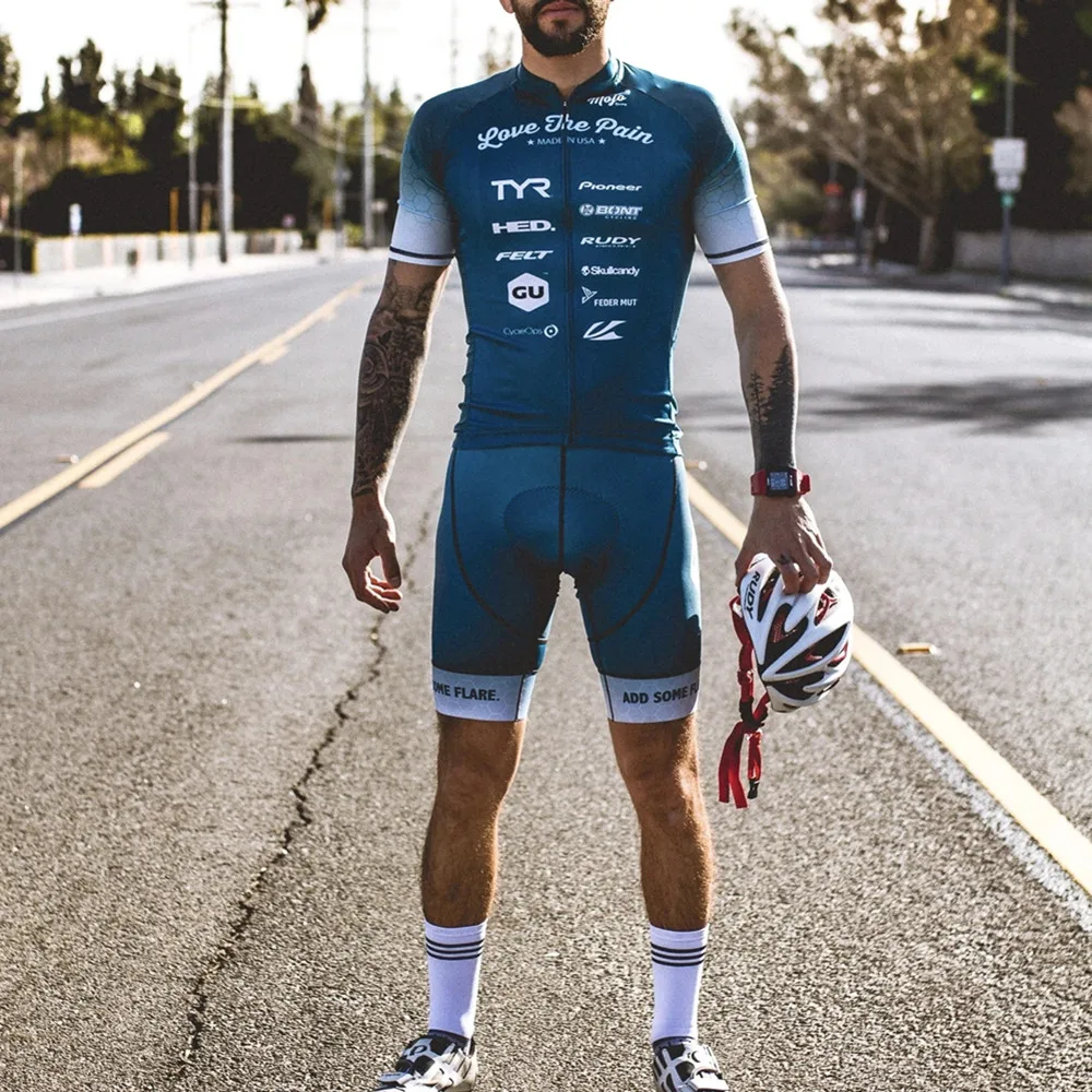 Love The Pain Summer Cycling Pro Team Apparel Maglia a maniche corte da uomo Set 9d Gel Pad Pantaloncini con bretelle Ciclismo Maillot Bike Kit