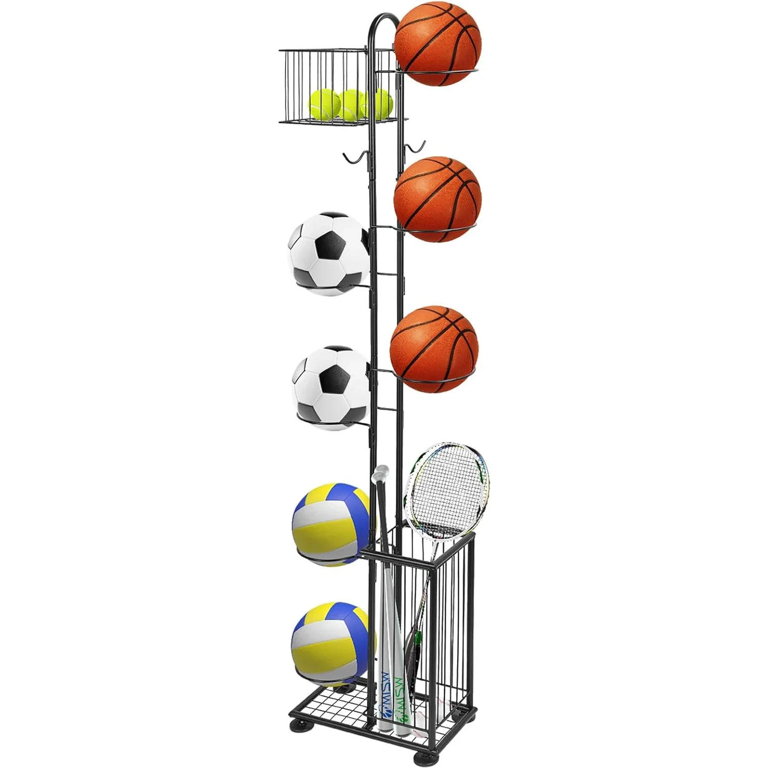 

Ball Storage Garage Sports Equipment Organizer Ball Holder Ball Rack for Basketballs Footballs Volleyball Storage Rack