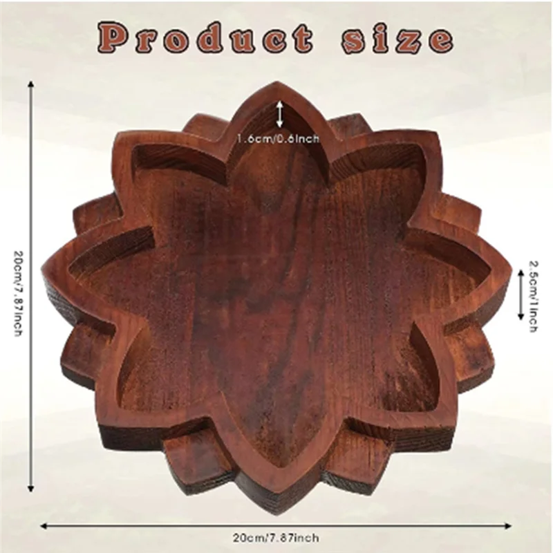 AA63 HEIßER Lotus Kristall Tablett Holz Lotus Form Tablett Retro Schmuck Ätherisches Öl Kristall Lagerung Box