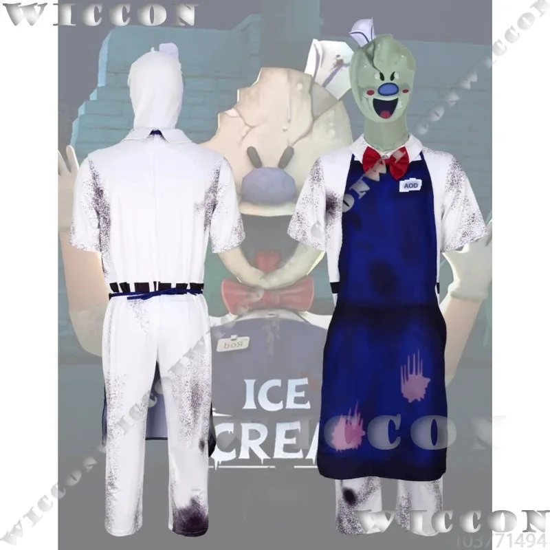 

Rod Horro Game Ice Scream Косплей Костюм Маска Комбинезон Фартук Для Взрослых Детей Размер 110-190 Хэллоуин Вечеринка Ролевая Игра Настраивается