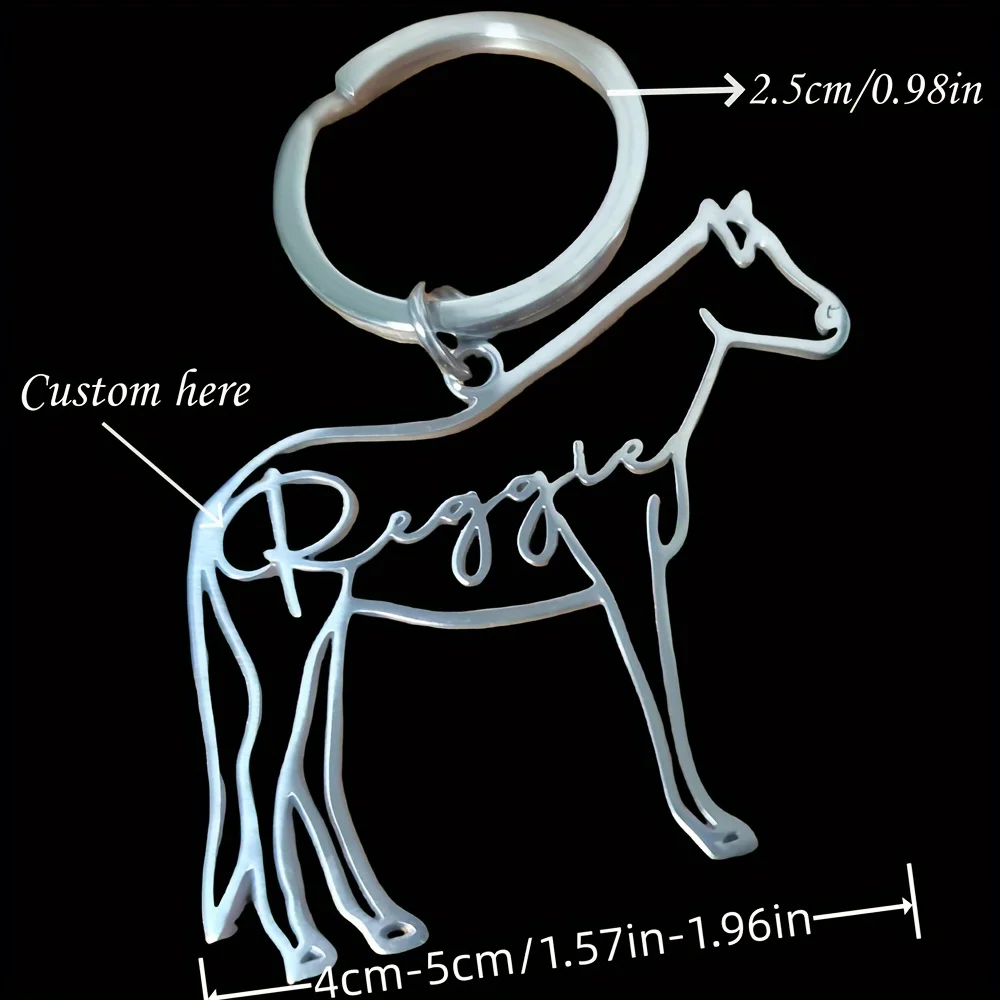 Custom Men Stainless Steel Horse Keychain Personalized Name Carving Key Chain Give Him A Cute Durable Christmas ,Graduation Gift