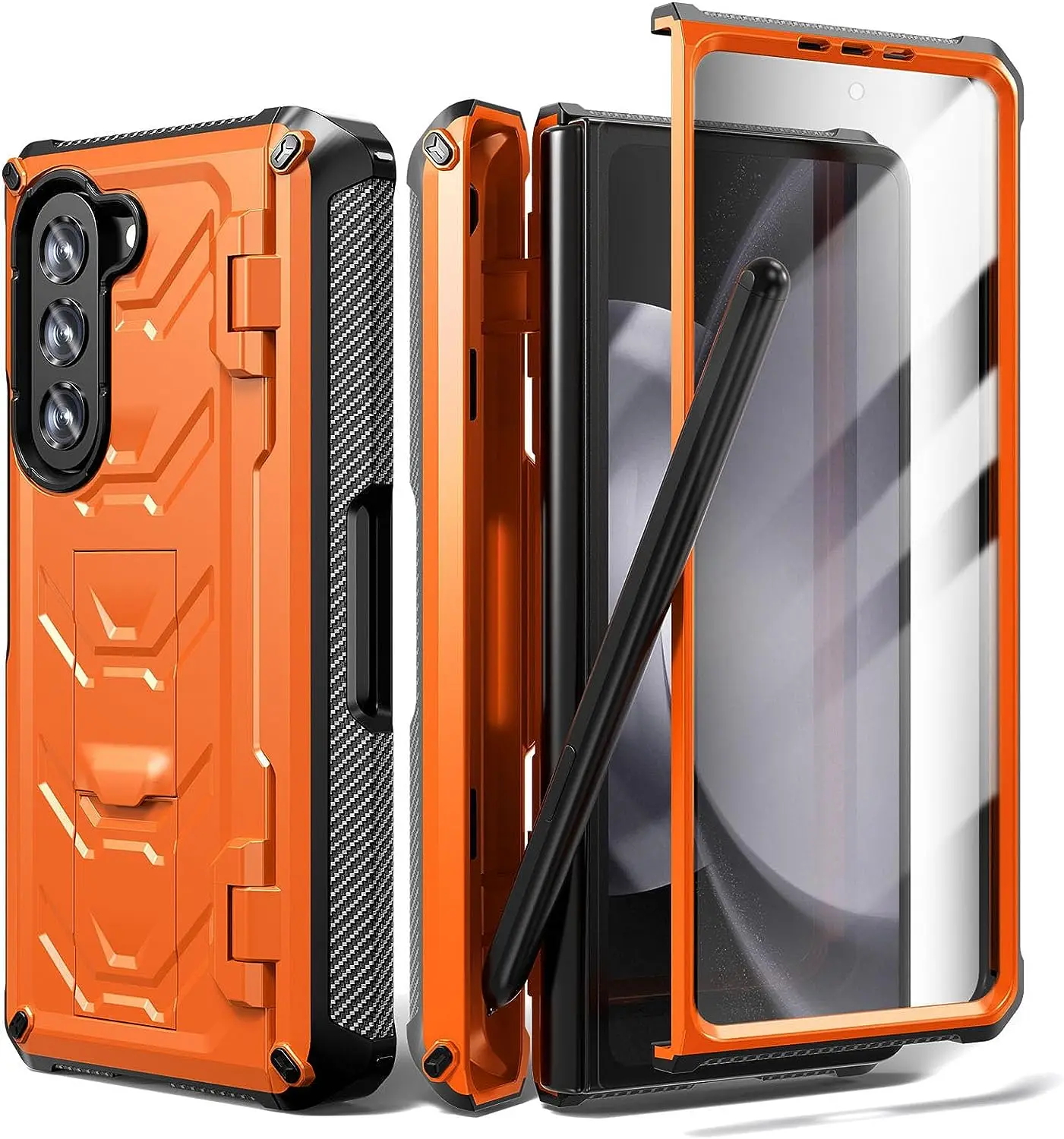 Armour Case for Samsung Galaxy Z Fold 5 with Hinge Protection, Full-Body Dual Layer Rugged Case with Built-in Screen Protector