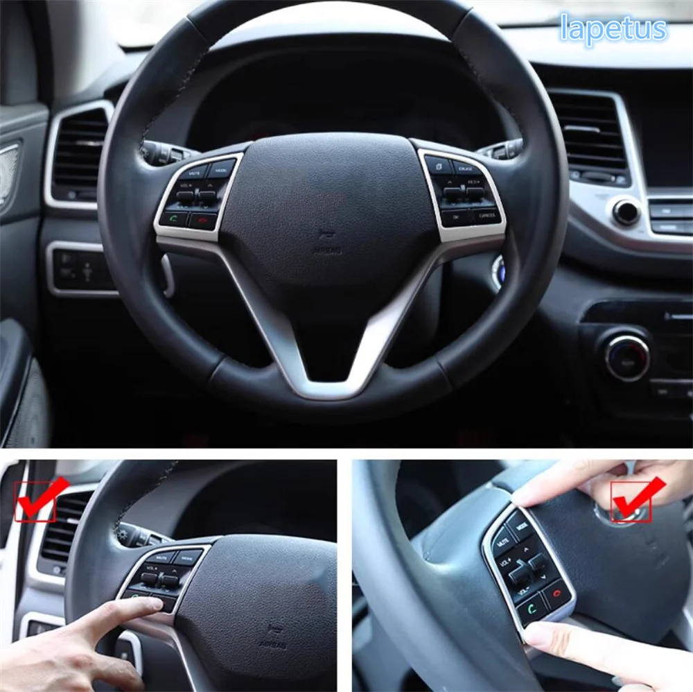 

ABS Carbon Fiber Steering Wheel Switch Button Sequins Cover Decoration Car Accessories Trim Fit For Hyundai Tucson 2016 - 2020