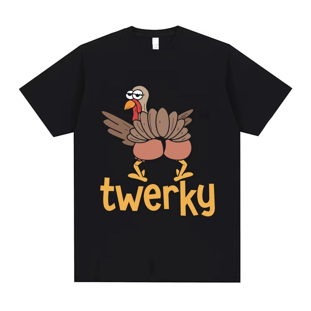 Twerky Turkey Butt Funny Meme T Shirt Men Women Fashion Casual Harajuku Short Sleeve T Shirts Men's 100% Cotton Oversized Tshirt