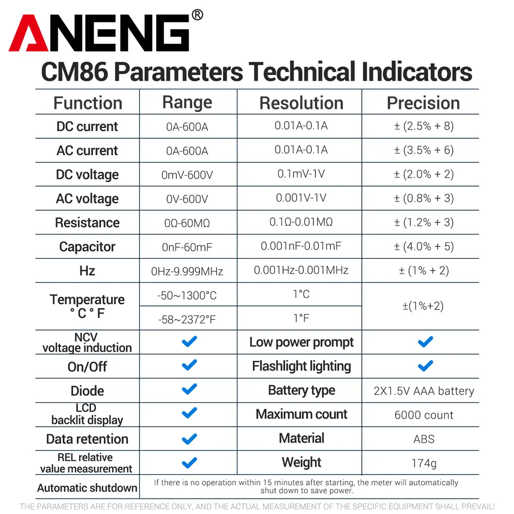 Aneng CM86 Clamp Me…
