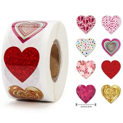 50-500Pcs Red Pink Heart Stickers For Valentines Day Wedding Gift Packing Bag Packaging Labels Love Scrapbooking Diy Stickers