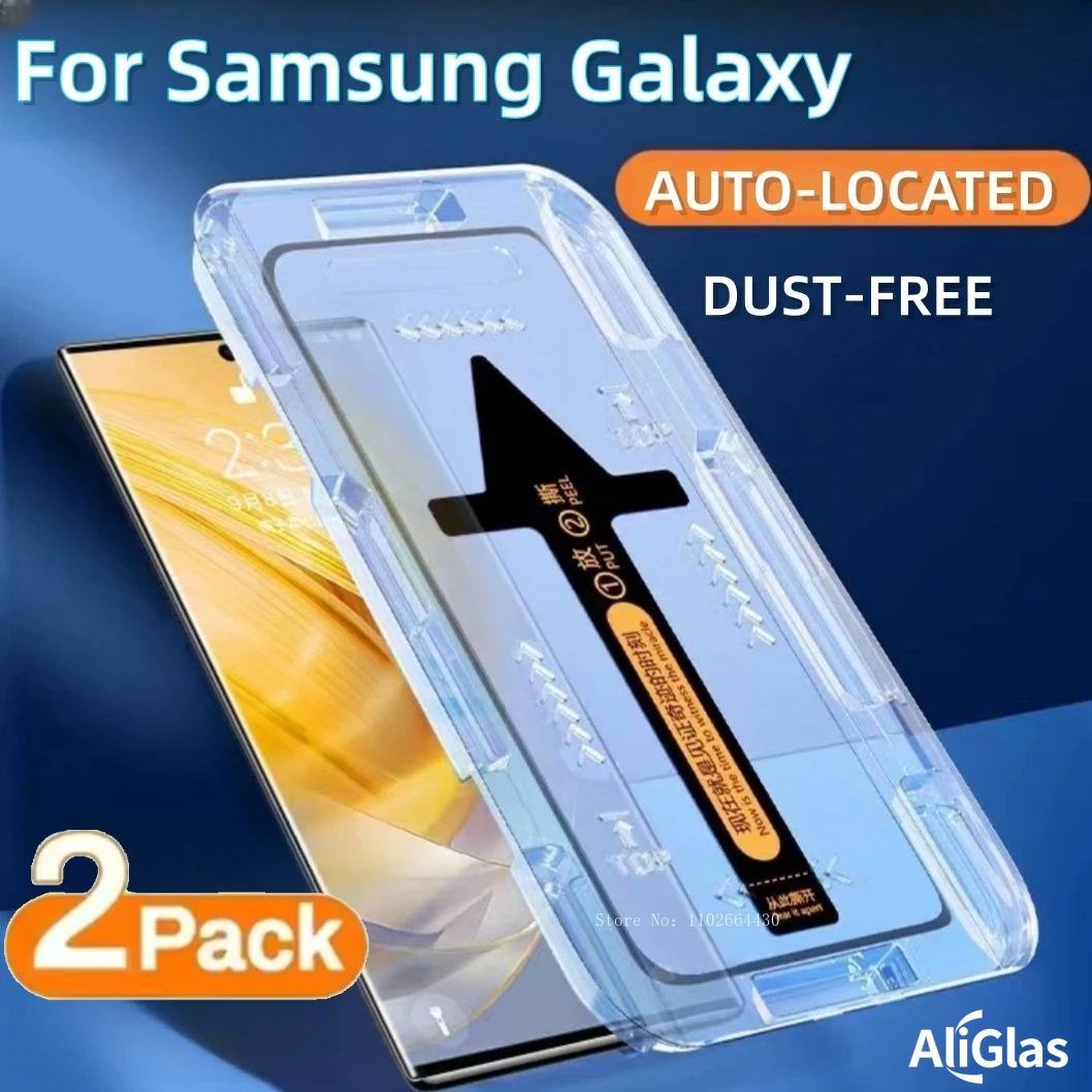 2PCS One Clicktempered Glass Film For Samsung Galaxy S24 S23 S22 S21 Ultra Tempered Glass For Galaxy S24 S23 S22 S21 Plus Hd 9H