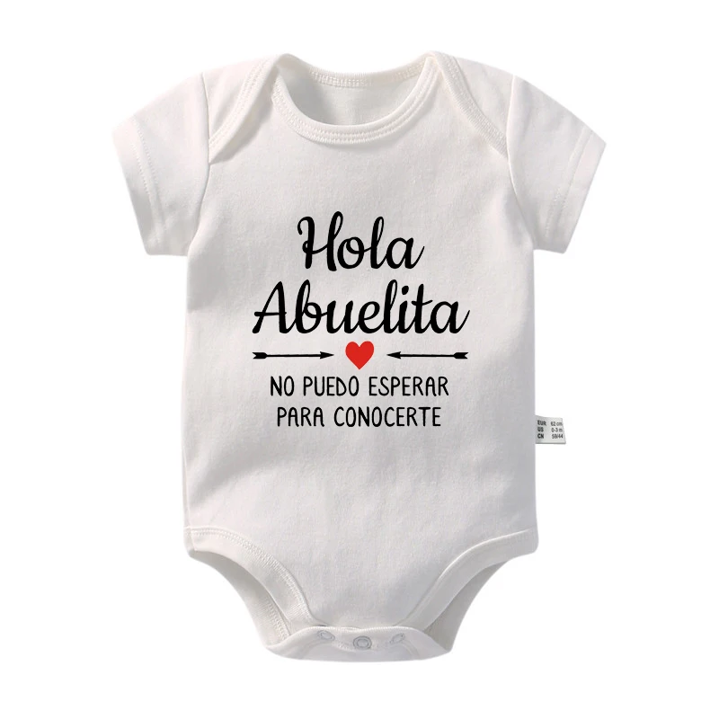 Hola Abuelita Hola Abuelito Baby Announcement Romper Newborn Baby Bodysuits Summer Boys Girls Jumpsuit Pregnancy Reveal Clothes