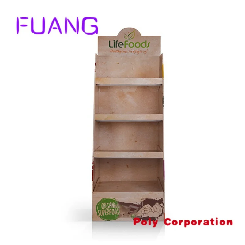 Publicidade Pop Up Corrugated Carton Display Rack para batatas fritas Snacks Custom Retail Pos Cardboard Floor Display Stand