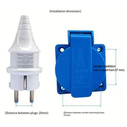 1PCS Industrial Waterproof Socket European Socket Copper European Plug 220V 16A Electric Power Connector Waterproof Dustproof