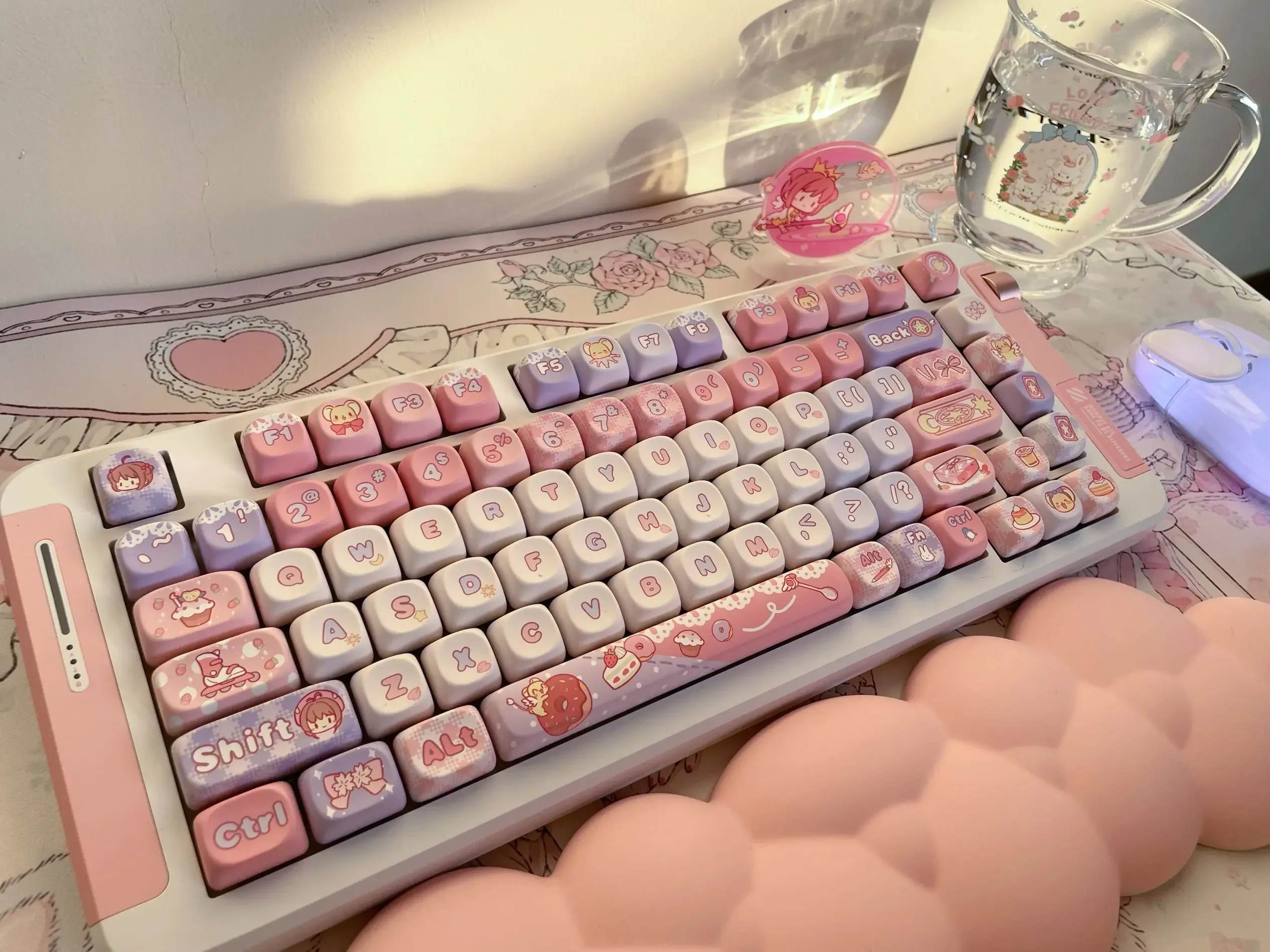 Imagem -02 - Cardcaptor Sakura Anime Cartoon Keycaps Sublimação Pbt Acessórios pc para Teclado Mecânico Moa Cherry 142 Chaves