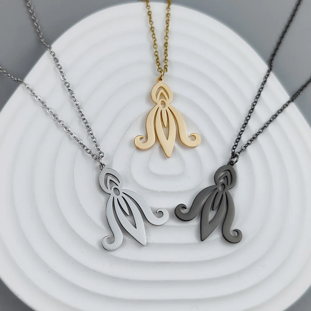 Stainless Steel 18K Gold Plated Octopus Natural Necklace for Lady Unique Jellyfish Pendant Necklaces Ocean Jewellery