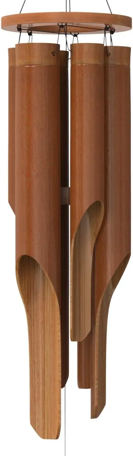 

Bamboo Wind Chimes Handcrafted Medium Wooden Windchimes for Outdoor Garden Patio Calming Deep Tones Gift