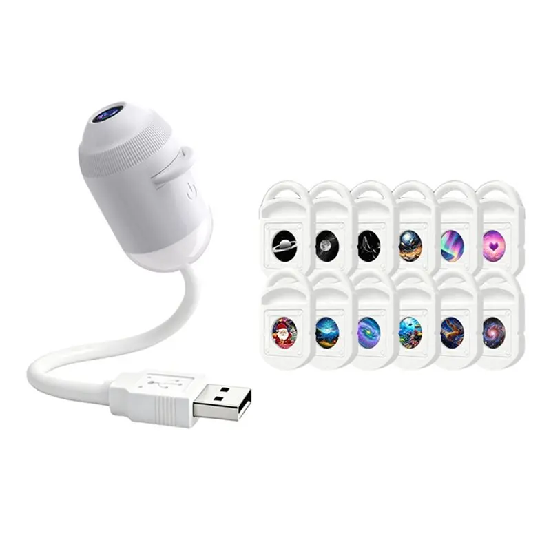 HLZS-3X 12 In 1 USB HD Galaxy Star Projection Lamp Night LED Atmosphere Light Plug & Play Star Projector LED Nightlight Lamp