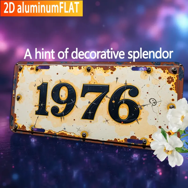 مسطح ثنائي الأبعاد - قطعة واحدة من لافتة فنية جدارية كلاسيكية من الألومنيوم مع خلفية صفراء متعثرة وأسود جريء #5