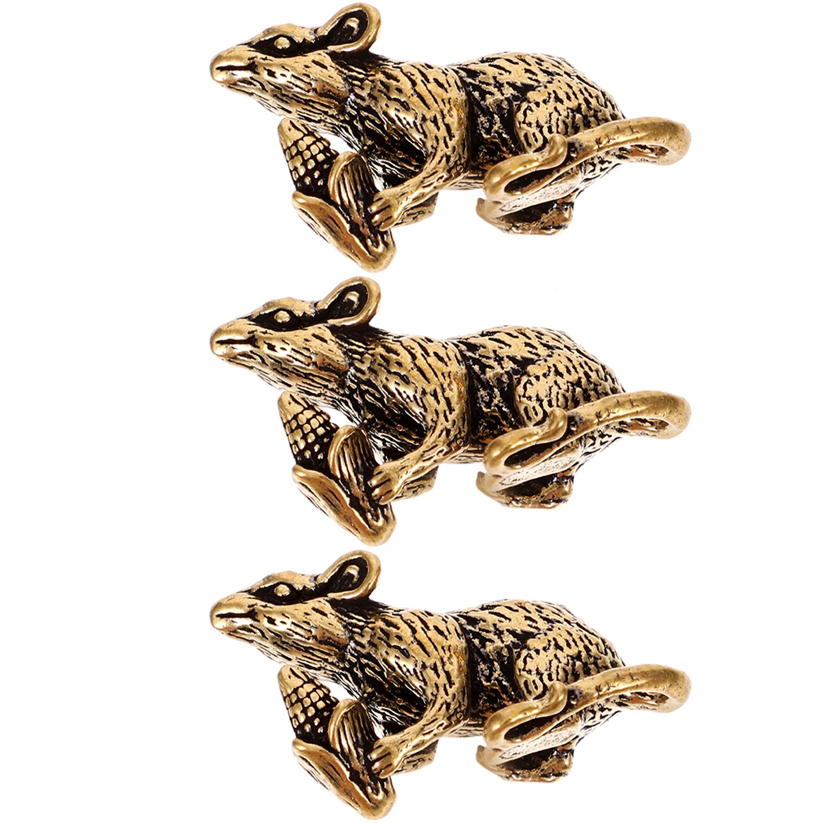 

3 Pcs DIY Keychain Ornament Brass Pendant Statue Exquisite Creative Ring Fashion Nice Mouse