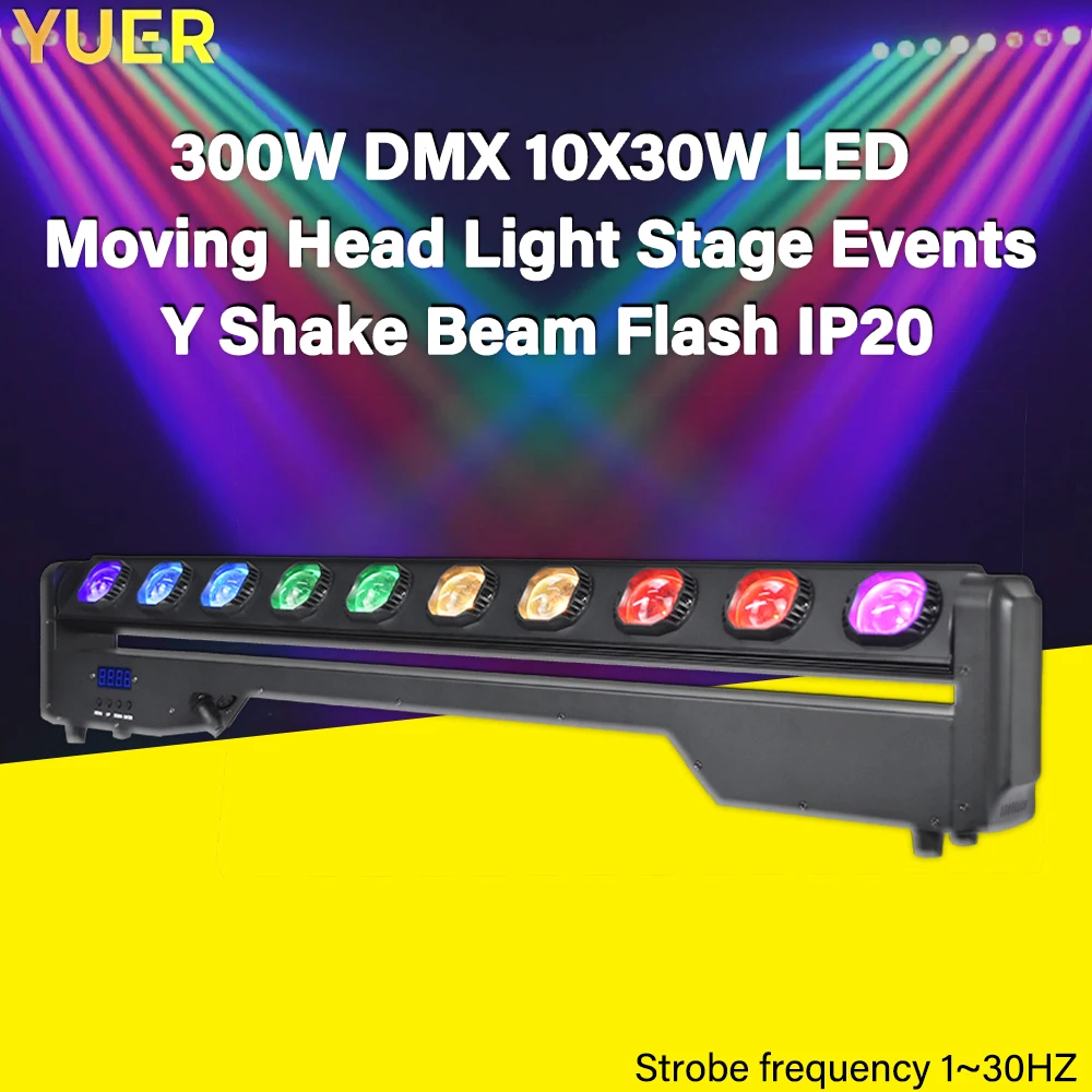 YUER NEW Versatile 300W DMX LED Moving Head Light for Stage Performance Theater Wedding Party Club Event Y Shake Beam Flash IP20