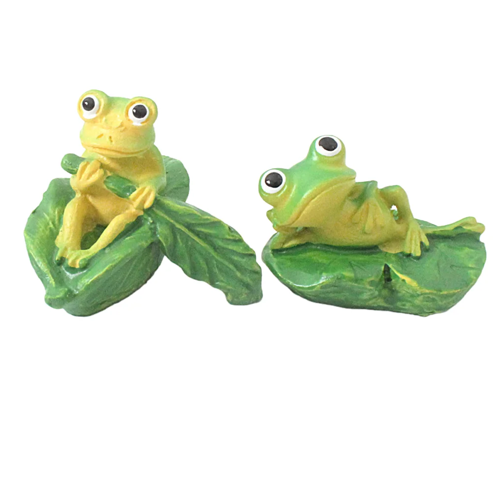 

2 Pcs Frog Ornaments Desk Statue Figurine Resin Decorations for Office Figurines Sculpture