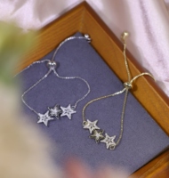 Celestial Claw Set Bracelet - Dazzling Zirconia Stars on Stainless Steel Adjustable Chain, Perfect for Everyday Wear (Hypoallerg