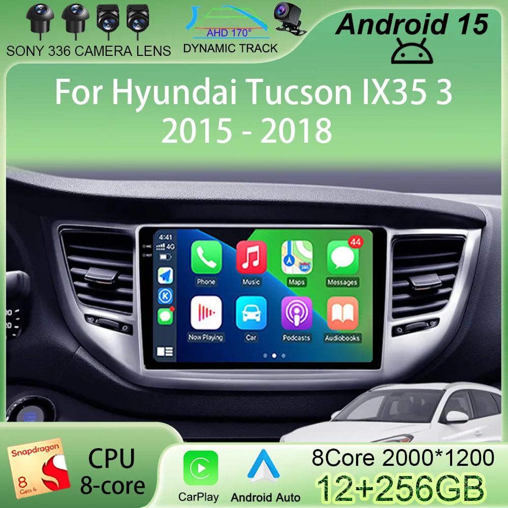 

Android 15 Carplay Car Radio For Hyundai Tucson IX35 3 2015 2016 2017 2018 Multimedia Video Player Navigation GPS Head Unit 2Din