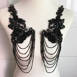 Red Black Grey White Glass Crystal Rhinestone Tassel Trims For Garments Dress Decoration Hand-sewed High Quality Crystal Trims