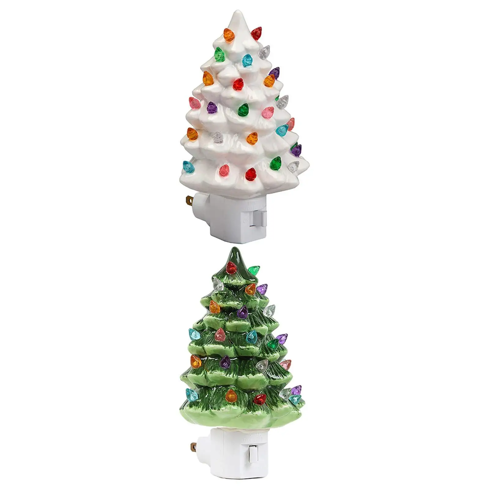 Christmas Tree Night Light Ceramic Nostalgic Plug into Wall Charming Gifts Xmas Decoration for Home Decorations Room Hallway