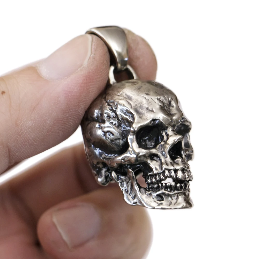 Cupronickel Huge Details Skull Pendant Biker Punk Jewelry CP177