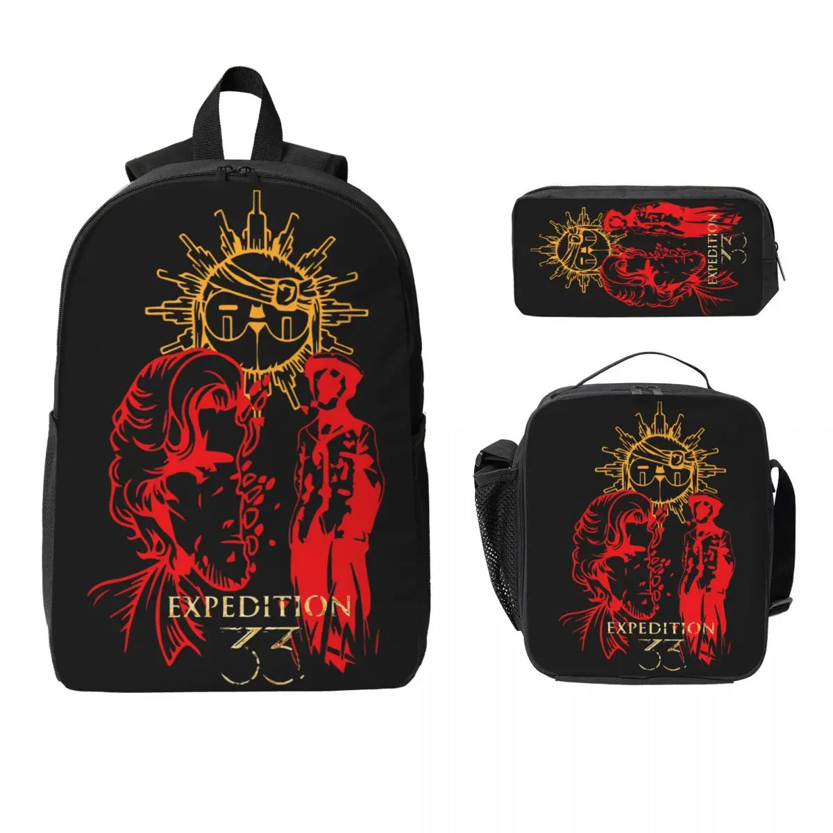 Clair Obscur- Expedition 33 Kids Backpack Lunch Box Pen Bags for Boys Girls Preschool Backpacks School bag Bookbag Set