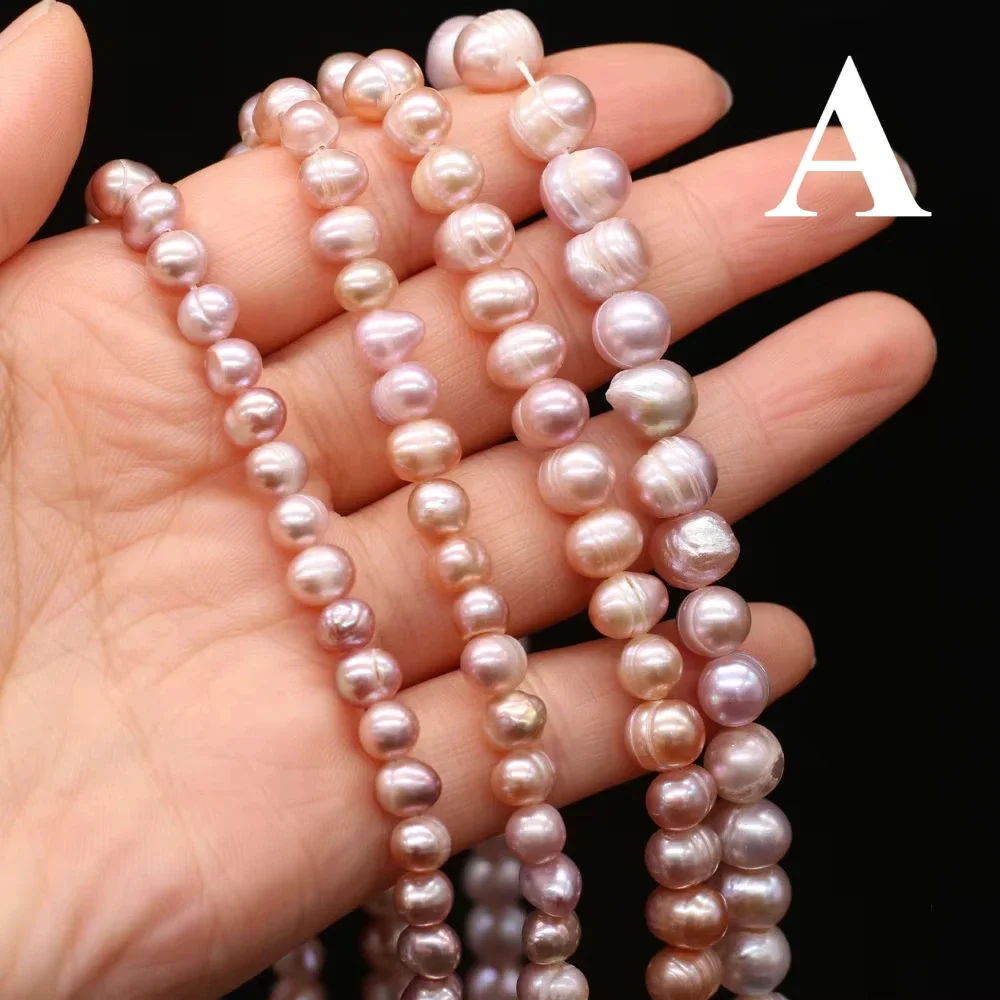 A 100% Natural Freshwater Pearl Purple Round Beaded for Jewelry Making Irregular Beads DIY Earring Bracelet Necklace Accessories