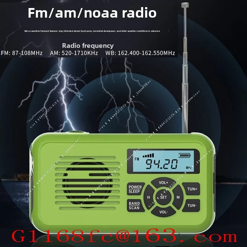AM/FM Radio WB Weather Band Hand Power Generation Solar Radio Flashlight