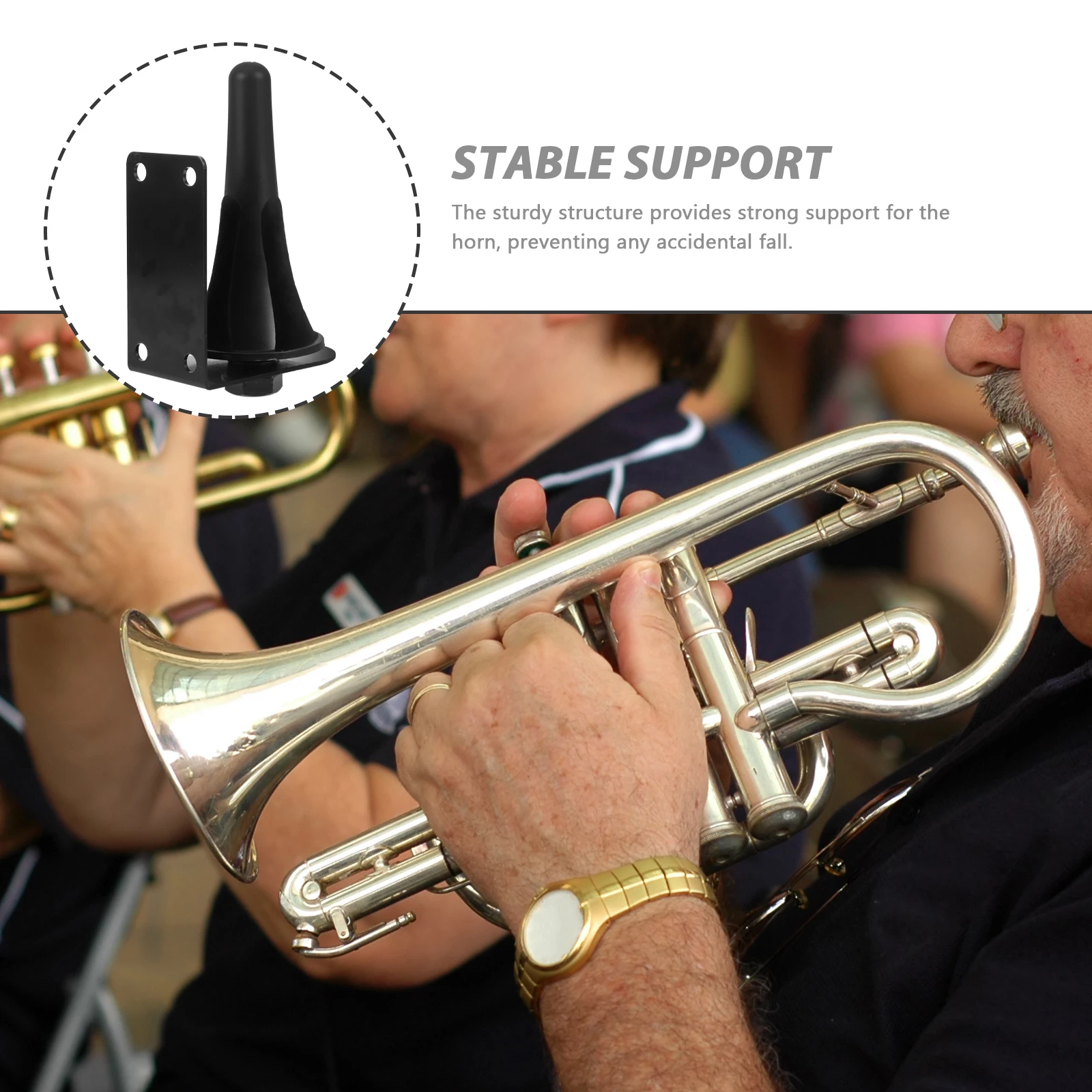 

Trumpet Wall Rack Stable Durable Support Compact Design Easy Installation Wall Mounted Holder for Home Display Exhibition