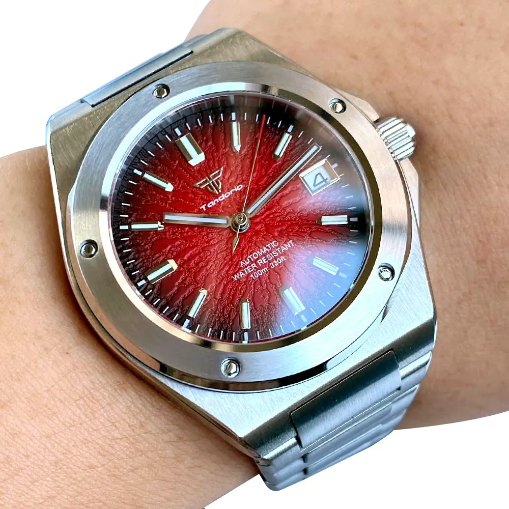 

Tandorio New NH35A Automatic Watch for Men Mechanical Textured Dial Auto Date Luminous 10BAR Waterproof Sapphire Crystal 40mm