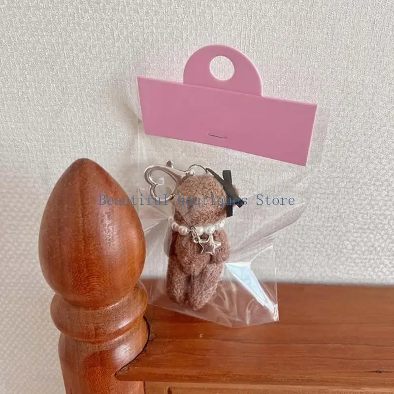 U4LF Plush Rabbit Doll Chain Rings Women Bowknot Keychain Purse Bag Charm