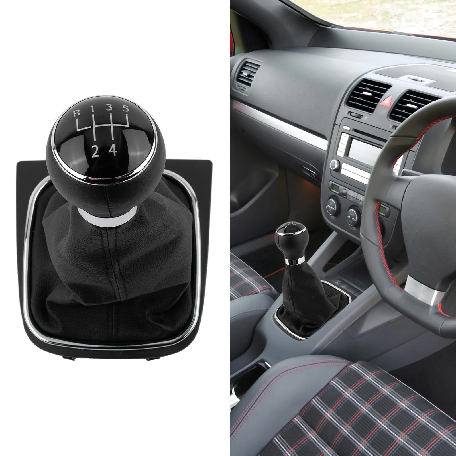 Black Shift Boot Gear Shift Knob Kit Luxury Car Accessory Smooth Shifting Stylish Design Car Interior Accessory For EOS