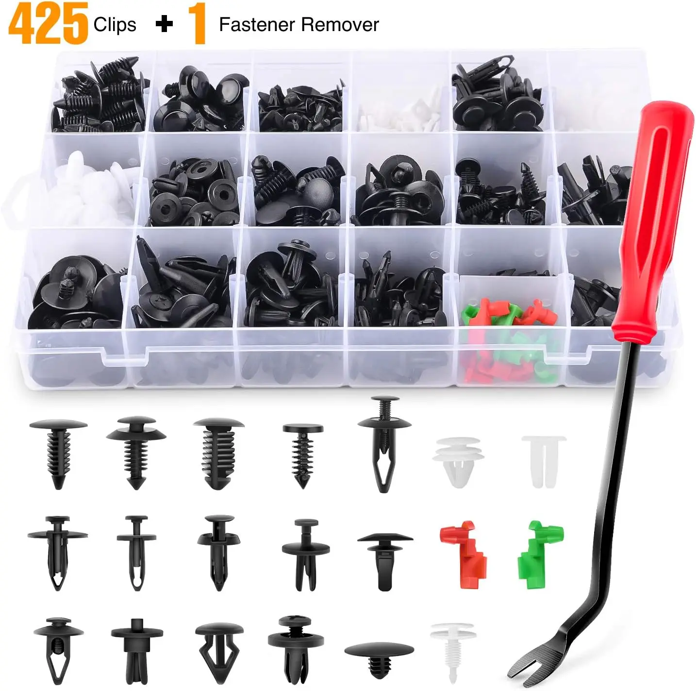 425Car Body Retainer Clips Set Tailgate Handle Rod Clip Fastener Remover  Auto Push Pin Rivets Door Trim Panel Clips