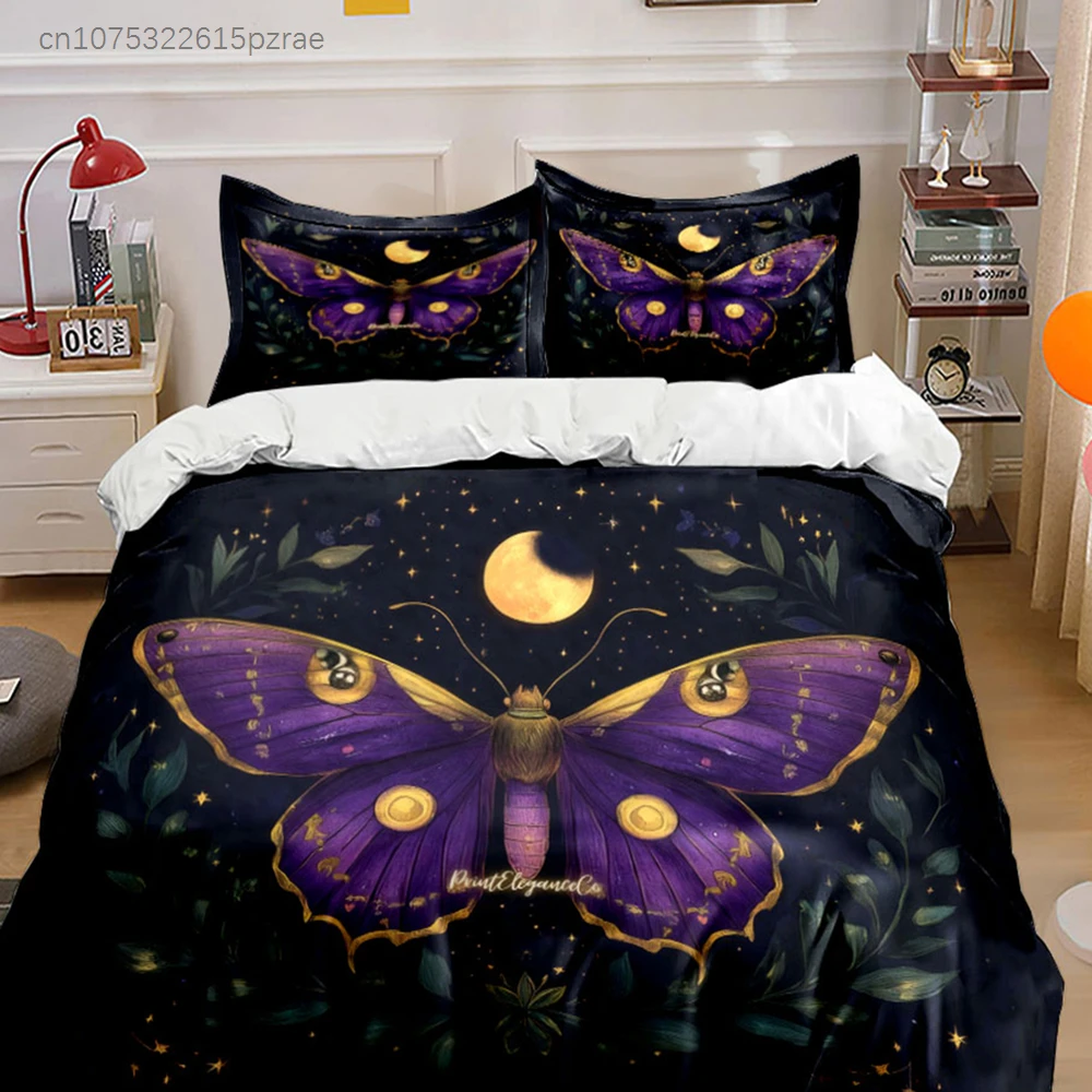Mystical Butterfly Wall Art Set. Multiple Sizes kid's And adults' Bedroom Exquisite 3PC Bedding set, Gift