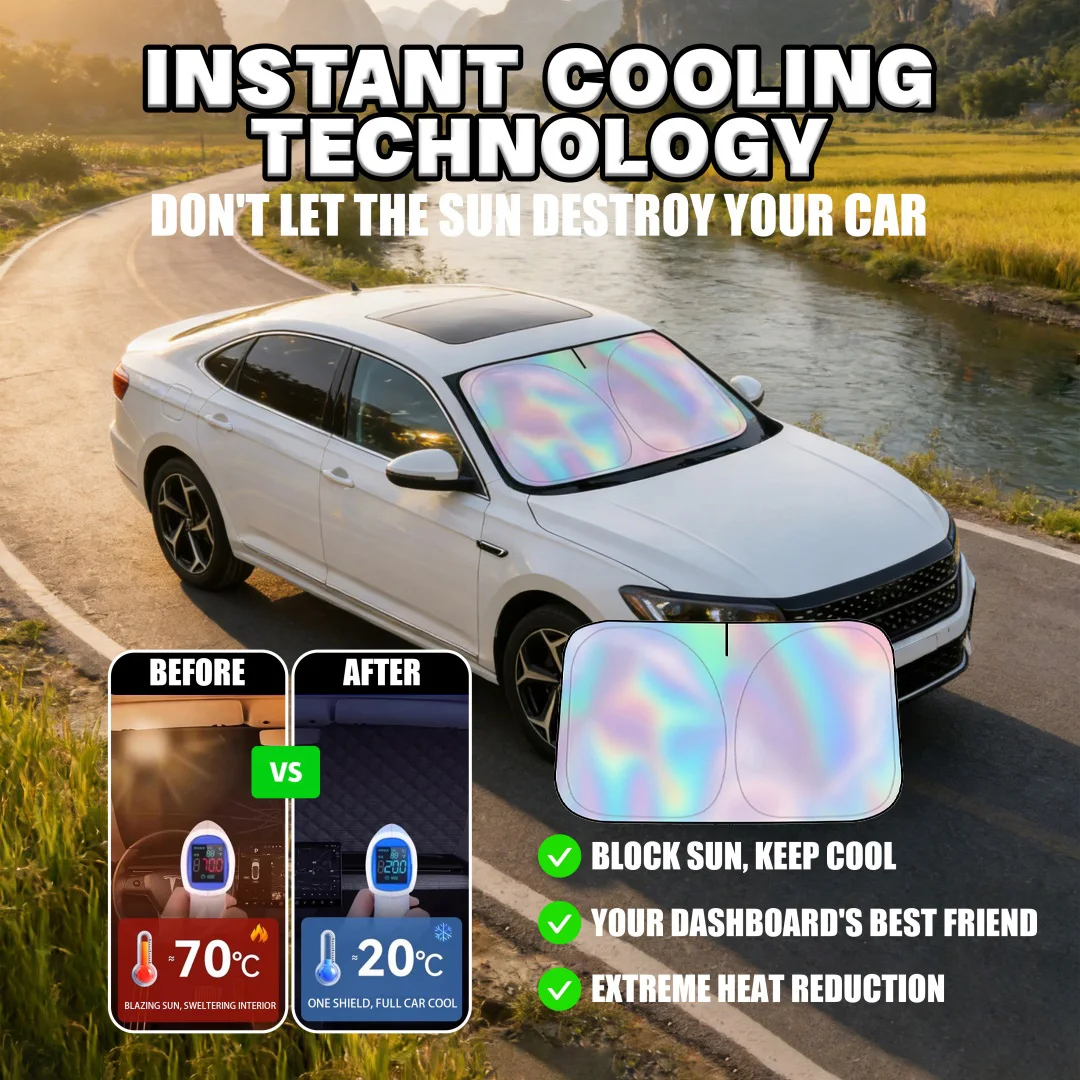 

New Car Windshield Sun Shade Cover Front Window Sun Visor Foldable Car Curtains for Summer Cooling UV Refletive Heat-Isolation