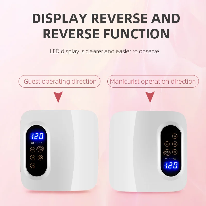 Oplaadbare Nagellamp Met Spiegelbodem Draadloze Led-Lamp Voor Acryl Nagels Manicure Machine Draadloze Nail Uv Led Lamp