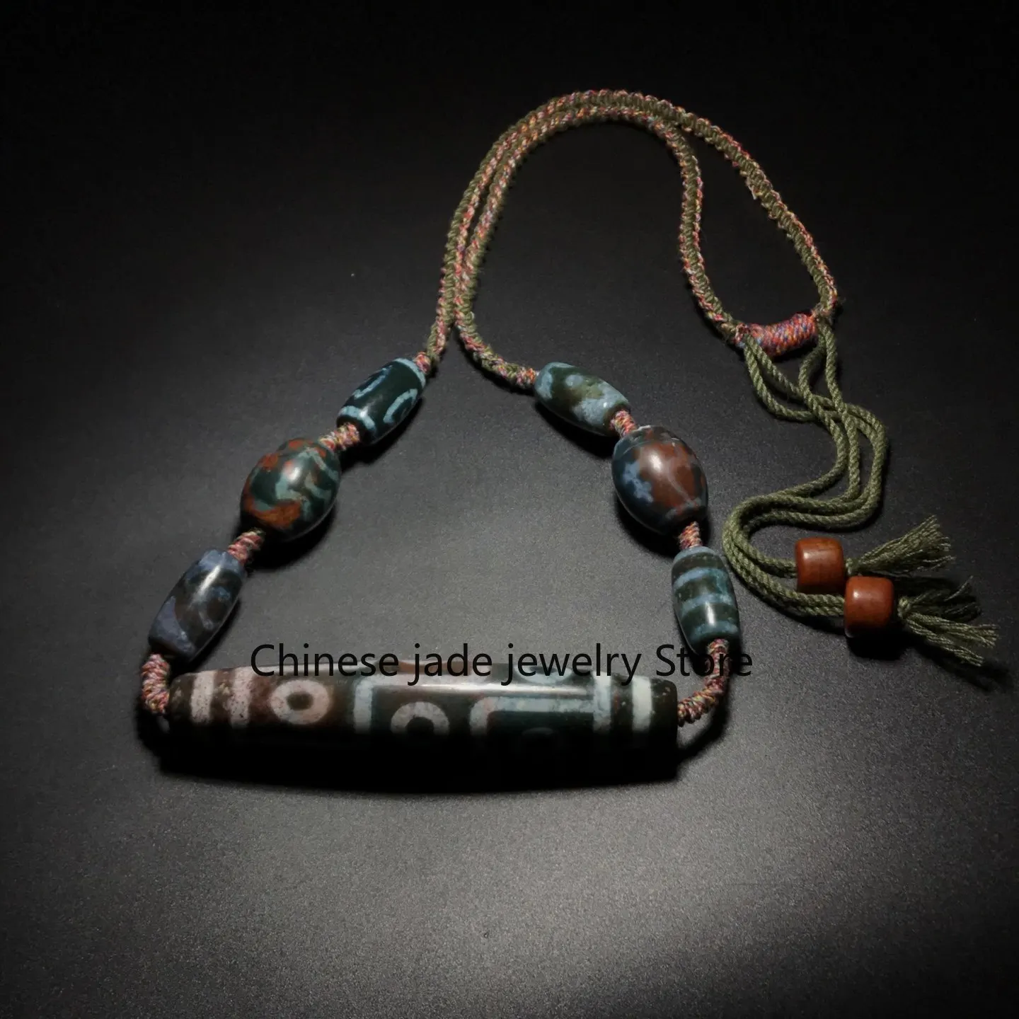 Cinnabar Xiangxiong Nine-Eyed Treasure Bottle Dapeng Bird Tiandi Dzi Bead Agate Necklace Pendant Duobao String Accessories 15 *