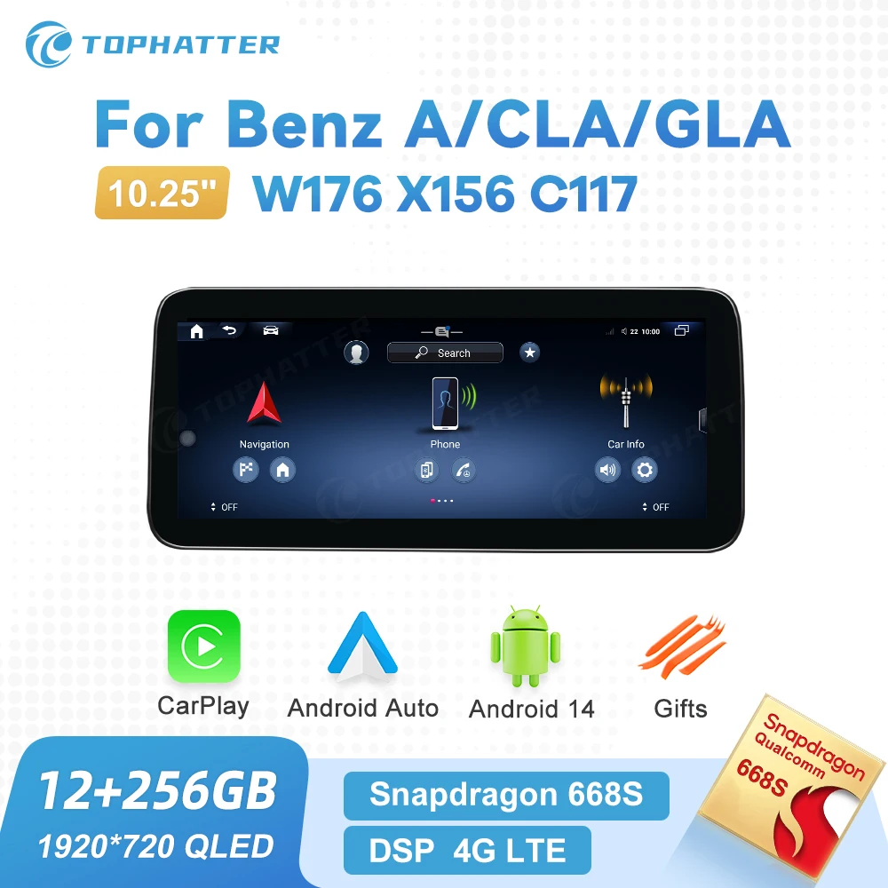 

10.25 CarPlay For Mercedes Benz A Class W176 GLA X156 CLA C117 Android Multimedia Player 668S Screen Head Unit