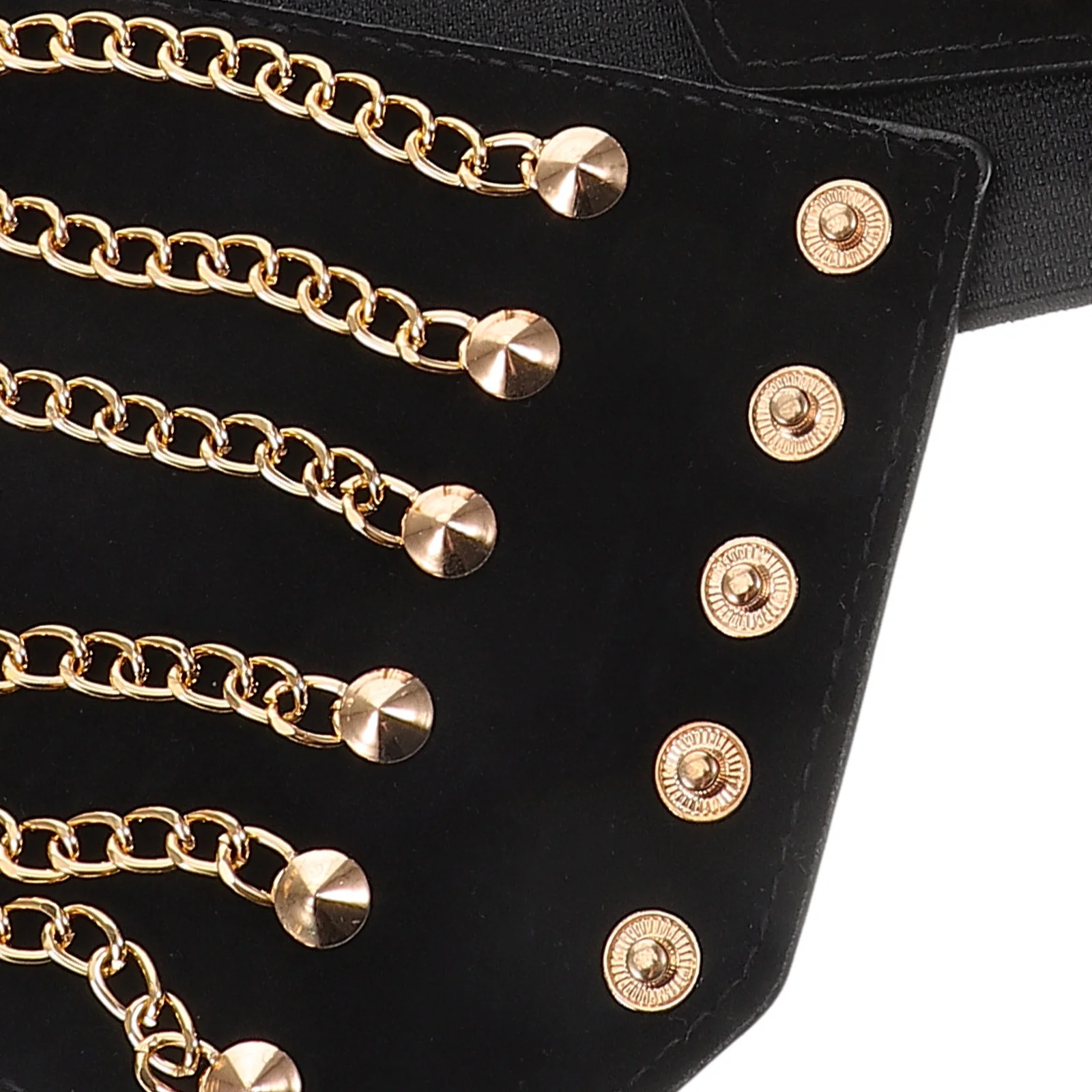 حزام خصر عريض، سلاسل برشام مرنة، حزام خصر قابل للتمدد باللون الأسود، مثالي لحزام الخصر التنكري للهالوين