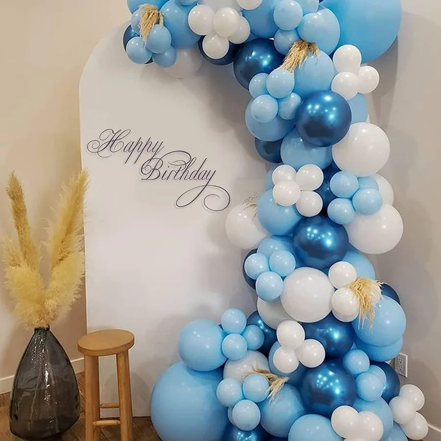 Ensemble de ballons bleu 60 paquets de ballons métalliques de 12 pouces, Macaron perlé, ballon bleu bébé, Ballons mixtes bleu clair pour chaussures de mariée