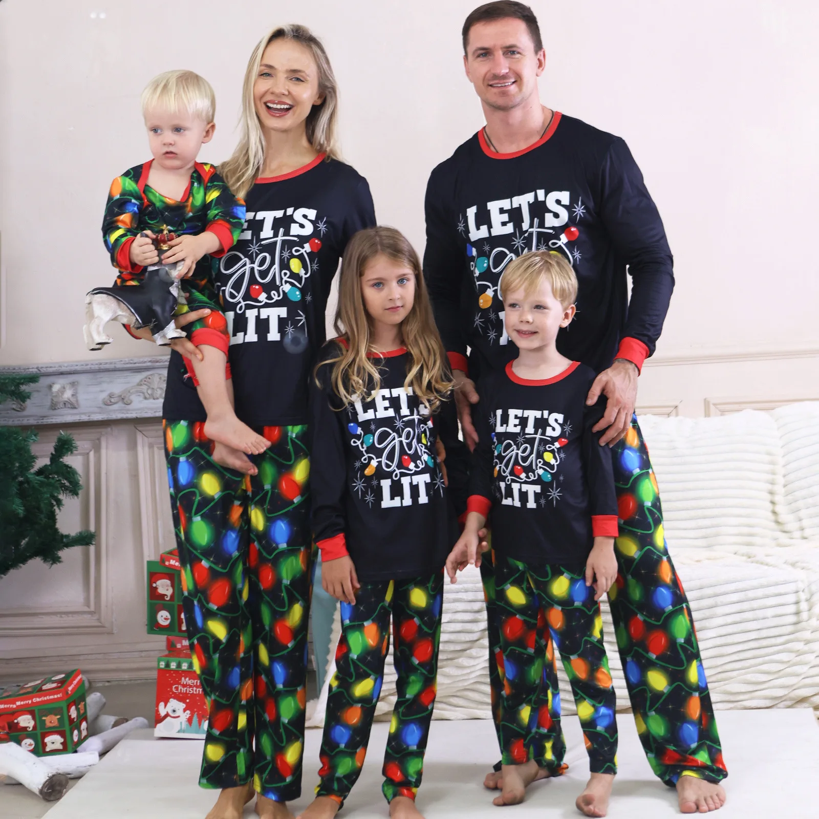 Christmas Family Pajamas 3D Reindeer Pattern Zip Up Hooded Onesie Matching Set