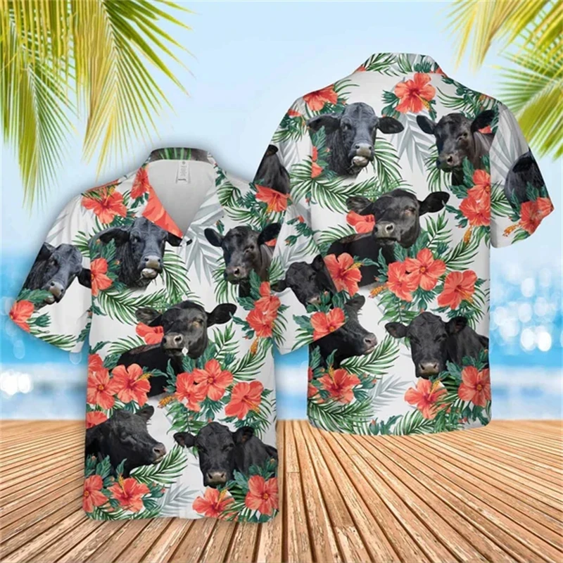 Hot Men's Hawaiian Shirts Flowers Shirts For Men Animel 3d Printed Beach Short Sleeve Fashion Tops Tee Shirt Men Blouses Camisa