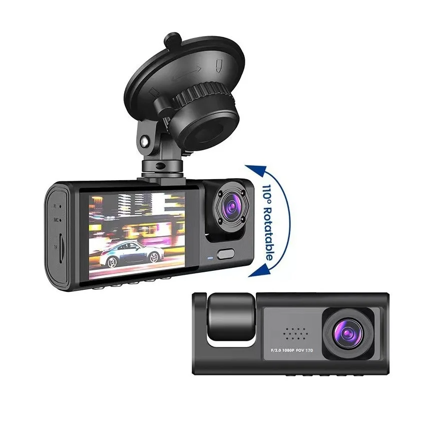 HD 1080P Car DVR 3-Lens Dash Cam Inside front and rear Vehicle Dash Cam Three Way Camera Recorder Video Registrator Dashcam