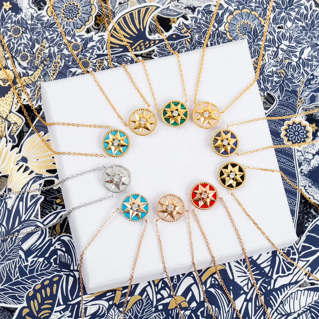 

Fine Designer Crystal Colored Gemstones Star Luxury 925 Silver Necklace Woman Top Quality Jewelry Trend