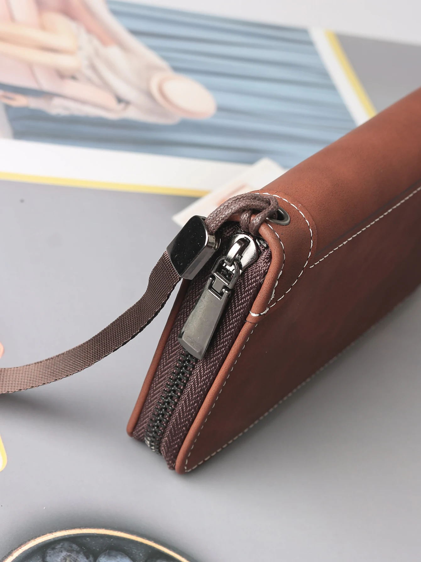 ファッションレトロシンプルな長財布大容量マルチカードポジションポータブルロングジッパー財布携帯電話財布