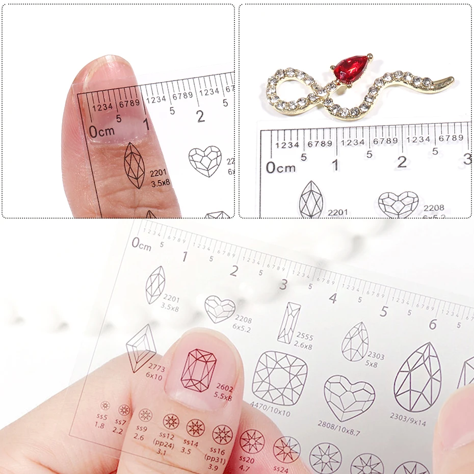 Nail Measure Ruler Transparent Nail Art Pvc Soft Ruler Nail Drill Rhinestone Jewelry Portable Measuring Equipment Tools KES56